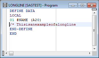 Editor window LONGLINE