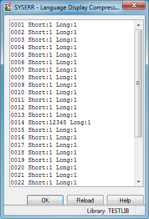 SYSERR - Language Display Compress