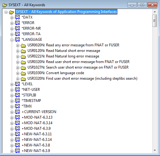 SYSEXT All Keywords