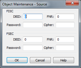 Object Maintenance dialog box - Source option