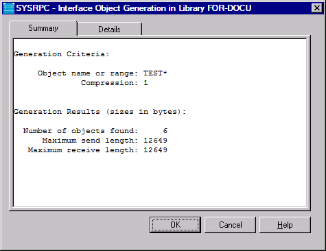 SYSRPC - Interface Object Generation in Library window
