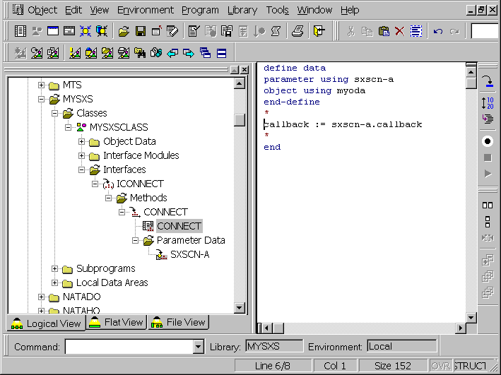 After the declaration, the callback function in the piece of code is: 'callback := sxscn-a.callback'