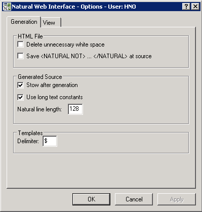 Natural Web               Interface - Options