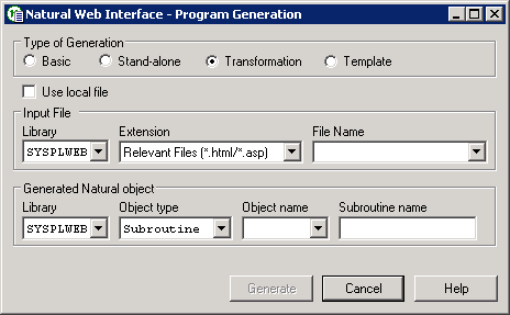 Natural Web Interface - Program Generation