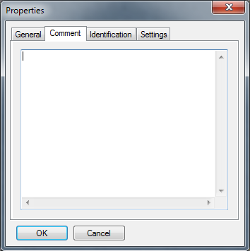 Properties window Comment tab