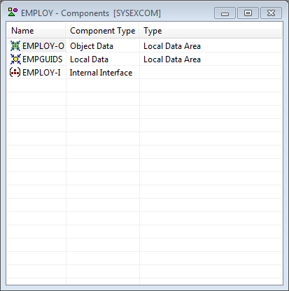 Employ-Components window