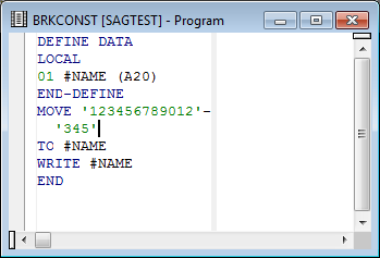 Editor window BRKCONST
