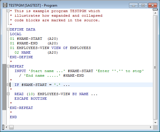 TESTPGM dialog