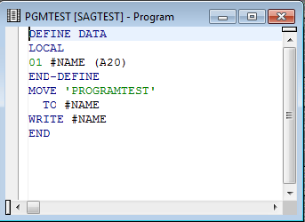 Editor window PGMTEST
