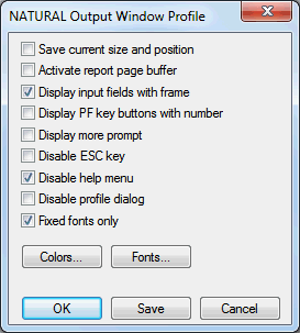Output window profile