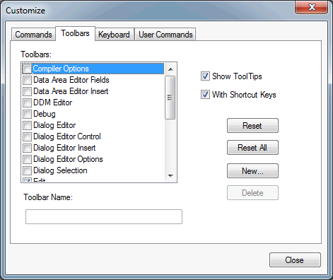 Toolbars