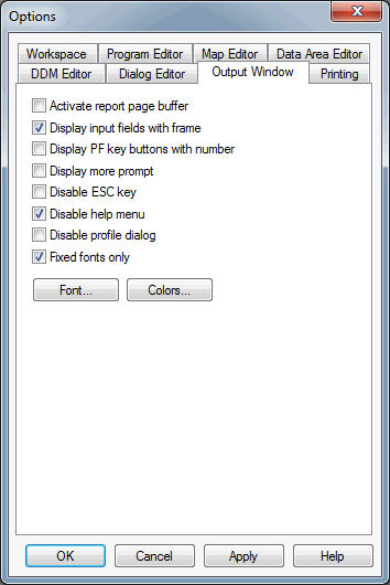 Output window