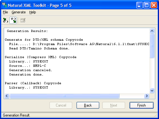 Natural XML           Toolkit 5/5 -  Show Generation Results