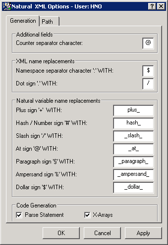Natural XML Options