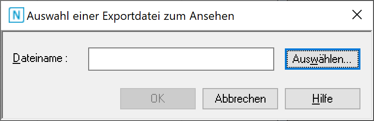 Auswahl einer Exportdatei zum Ansehen