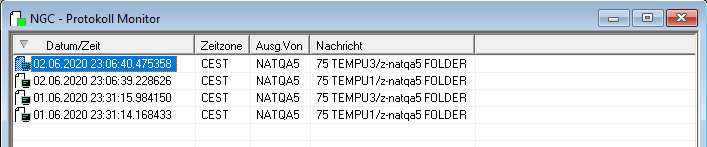 Monitor-Protokoll, gefiltert und durchsucht