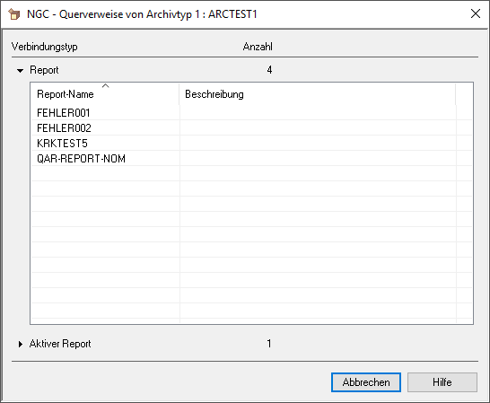 Querverweise von Archivtyp