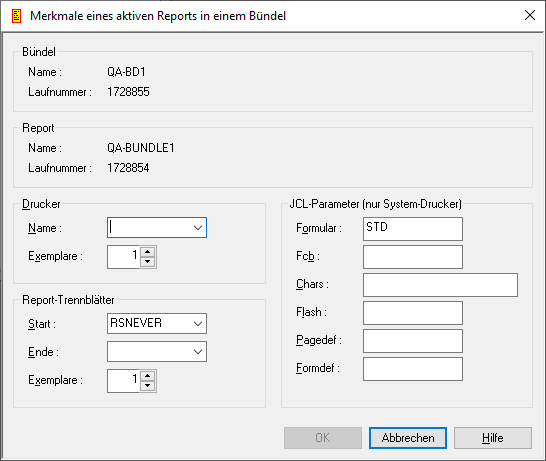 Merkmale eines aktiven Reports in einem B&uuml;ndel &auml;ndern