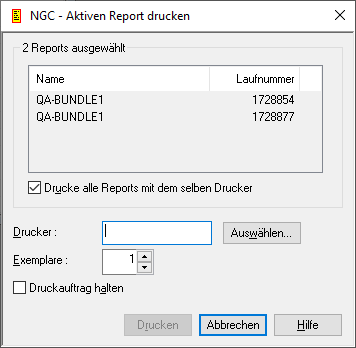 Aktiven Report drucken