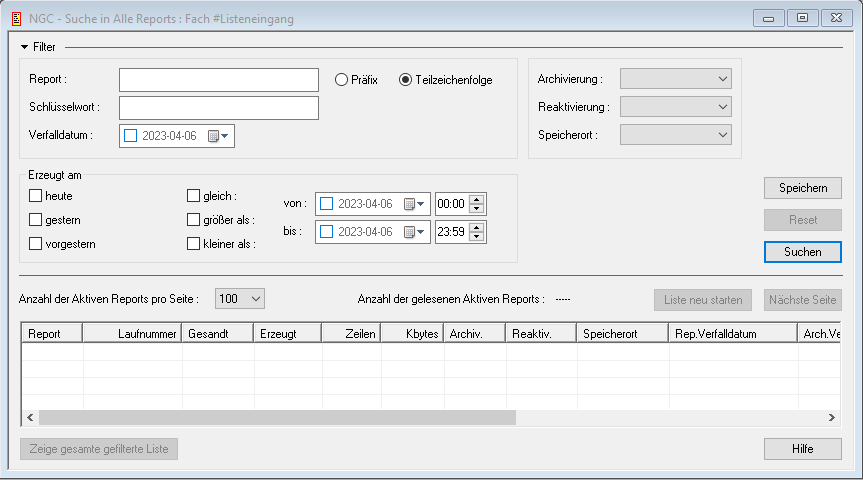 Suche in Anzeigbare Reports