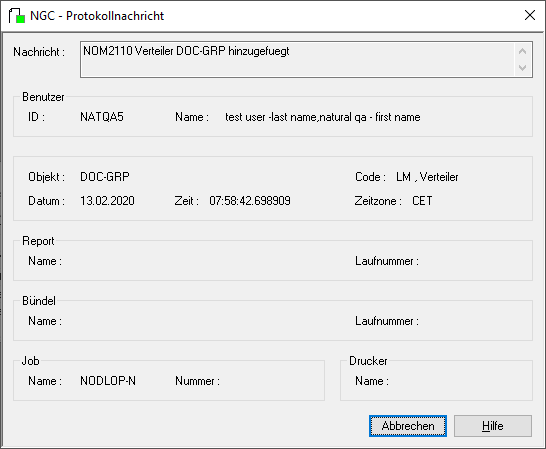 Protokollnachricht, Verteiler