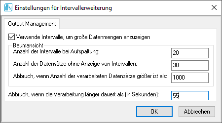 Einstellungen für Intervallerweiterung