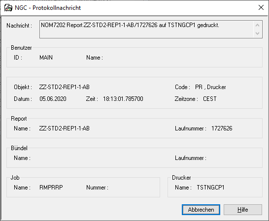 Protokollnachricht (Protokoll Druckaufträge)