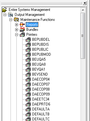 Object Workspace with Printers branch expanded