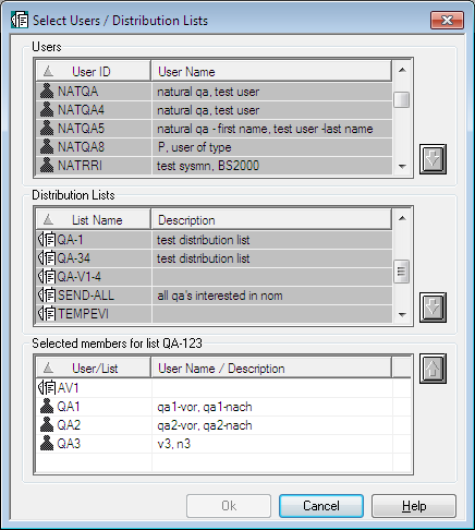 Select Users / Distribution Lists