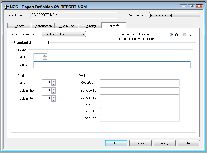 Report - Standard Separation 1 Attributes
