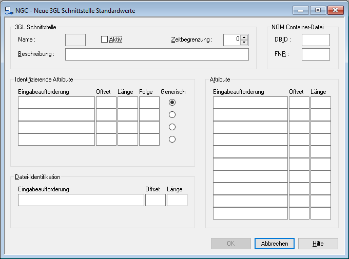 Neue 3GL-Schnittstelle Standardwerte