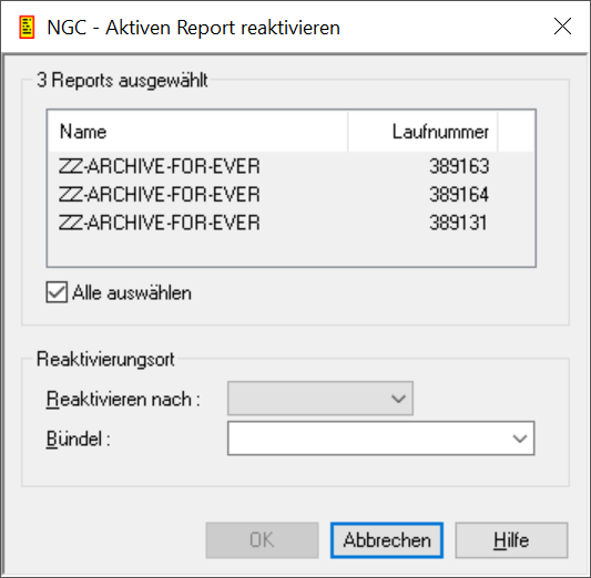 Aktiven Report reaktivieren