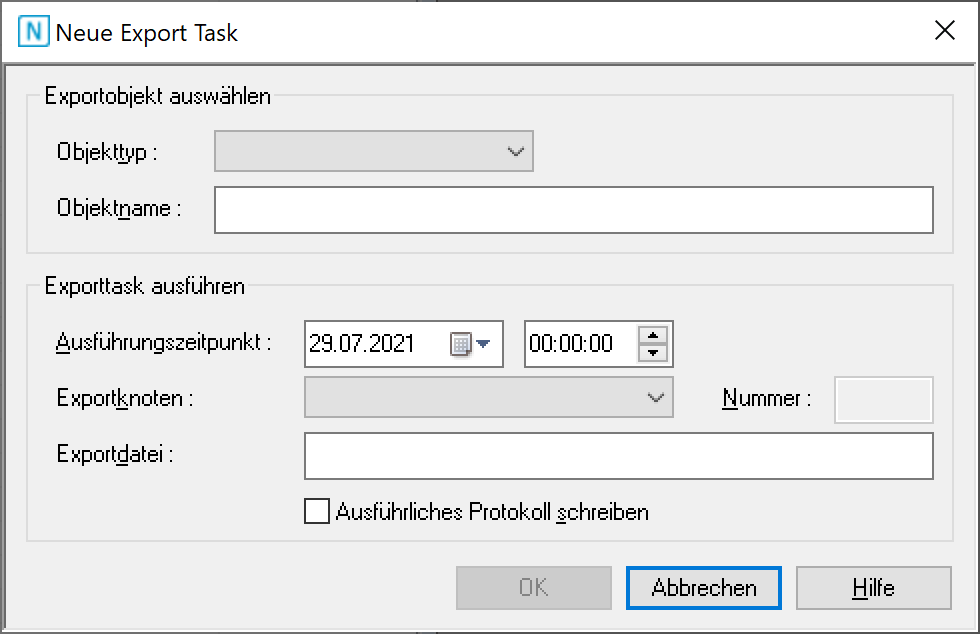 Neuer Export-Task
