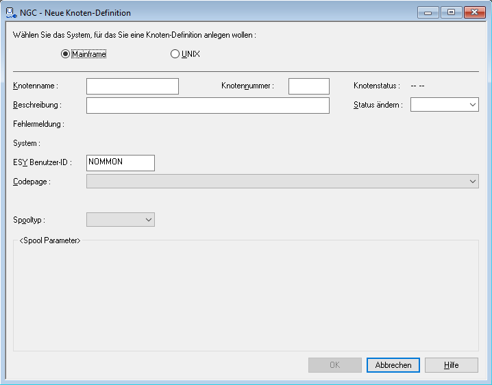 Neue Knoten-Definition (Mainframe)