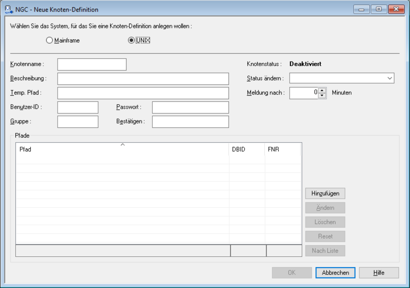 Neue Knoten-Definition (UNIX)