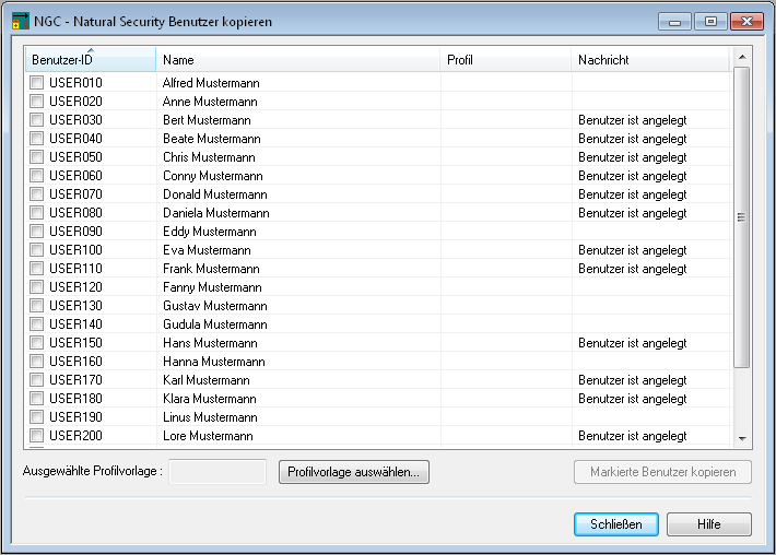 Natural Security Benutzer kopieren