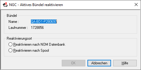 Aktives Bündel reaktivieren