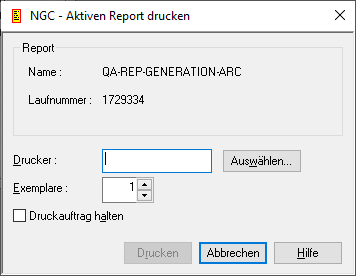 Aktiven Report drucken