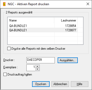 Aktiven Report drucken