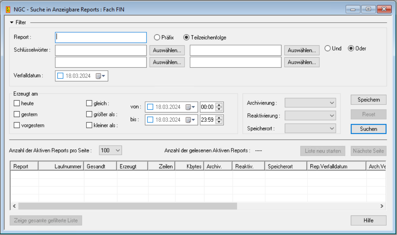 Suche in Anzeigbare Reports
