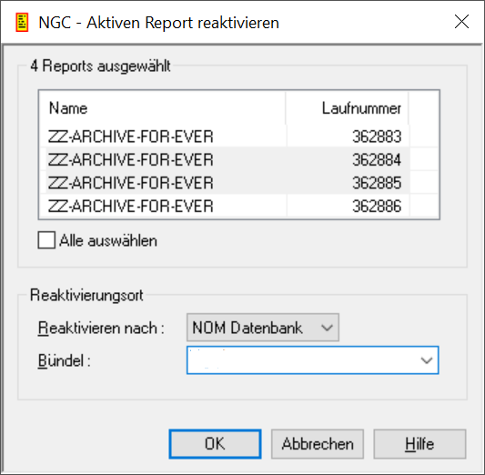 Aktiven Report reaktivieren
