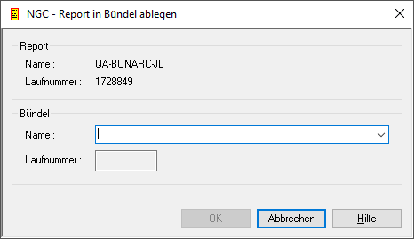 Aktiven Report in B&uuml;ndel ablegen