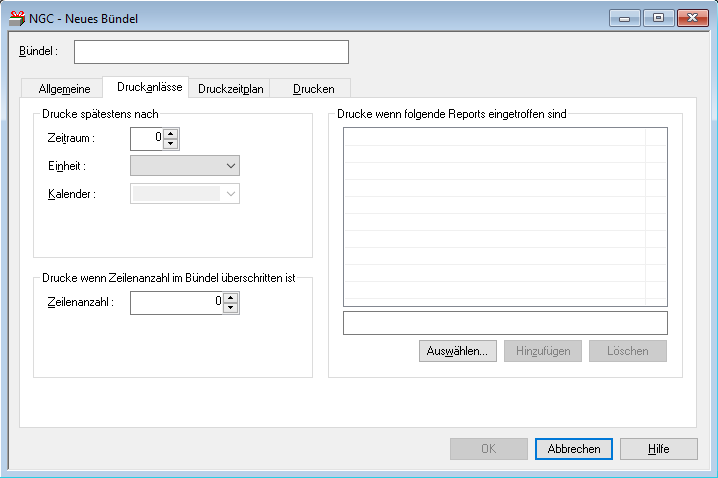 Neues Bündel - Druckanlass