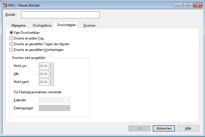 Neues Bündel - Druckzeitplan
