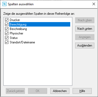 Spalten ausw&auml;hlen