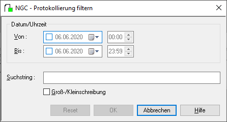Protokollierung filtern