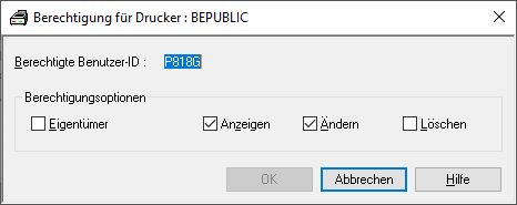 Definition einer Berechtigung - Drucker