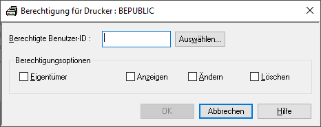 Definition einer Berechtigung - Drucker