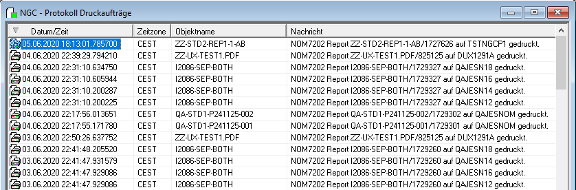 Protokoll Druckaufträge