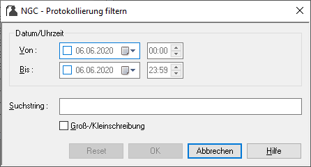 Protokollierung filtern (Benutzer)